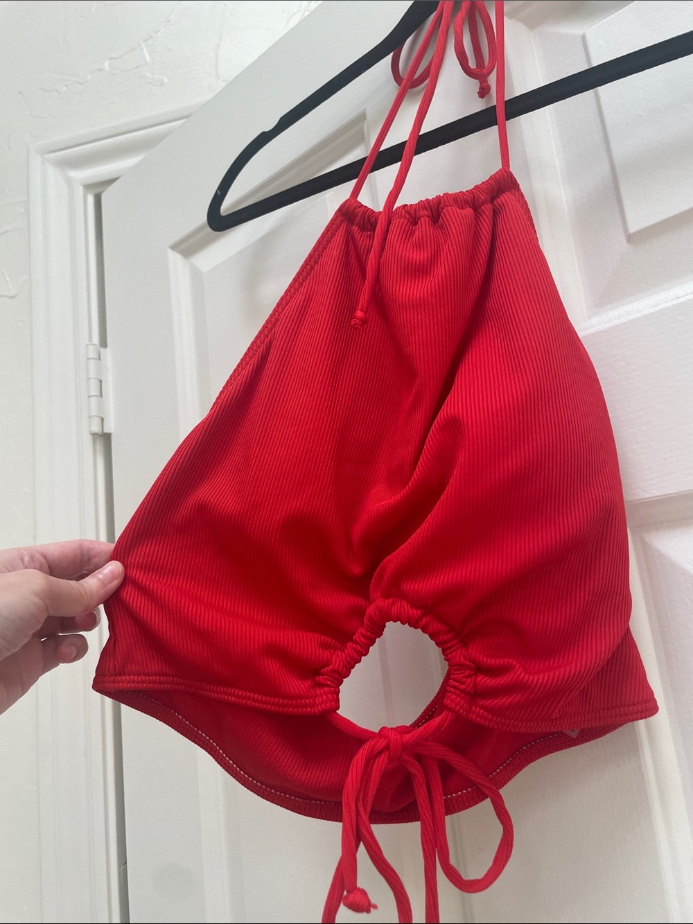 Red Ribbed Two-Piece Drawstring Set - Picture 3 of 6